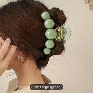 BRAND NEW Trendy Cute 3.9in Olive Green Large Beads Design Women’s Hair ClawClip